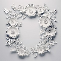 Cut paper flower frame white jewelry celebration.