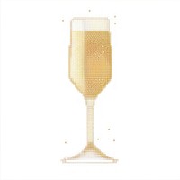 Cross stitch champagne glass drink white background.