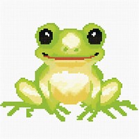 Cross stitch frog amphibian animal representation.