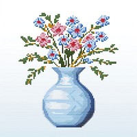 Cross stitch flower vase embroidery pattern plant.