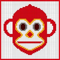 Cross stitch monkey anthropomorphic representation cross-stitch.