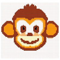 Cross stitch monkey textile mammal face.