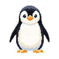 Cross stitch penguin animal bird white background.