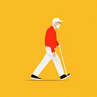 Old man walking cartoon sports adult.