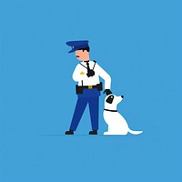 Police man with dog cartoon mammal protection.