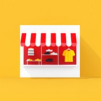 Pop up store cartoon retail yellow.