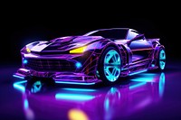 Neon super car vehicle purple wheel.