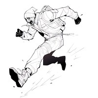 Outline sketching illustration of a Robber running footwear drawing cartoon.