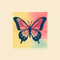 Butterfly Risograph style butterfly postage stamp creativity.