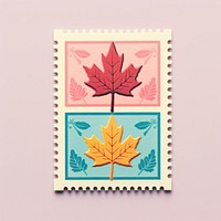 Maple leaf Risograph style maple plant postage stamp.