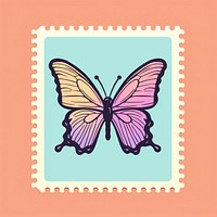 Pansy Risograph style purple postage stamp butterfly.