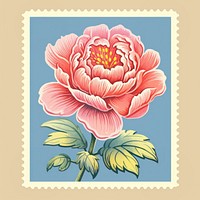 Peony Risograph style flower plant rose.