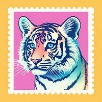 Tiger pattern Risograph style wildlife animal mammal.