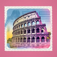 Colosseum Risograph style architecture postage stamp amphitheater.