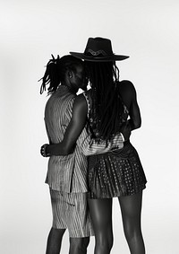 Black Couple in love portrait kissing adult.