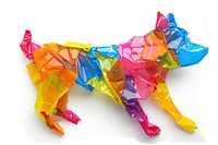 Dog made from polyethylene origami animal art.