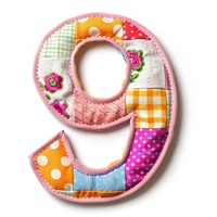 Letters number 9 textile pattern white background.