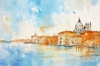 Venice landscape painting outdoors water.