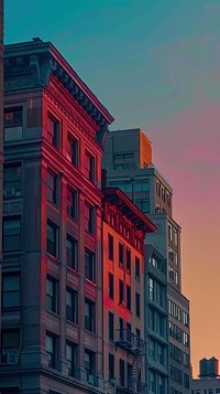 Bold color minimal new york city architecture cityscape building.