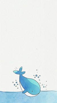 Cute blue whale illustration cartoon animal underwater.