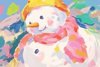 Chirstmas snowman painting art abstract.