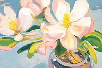 Magnolia flowers in the vase painting magnolia blossom.