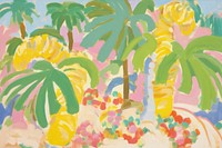 Palm trees painting art backgrounds.