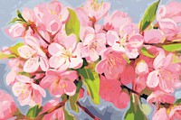 Pink cherry blossom blooming painting art backgrounds.