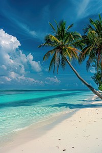 Coconut trees summer beach outdoors.