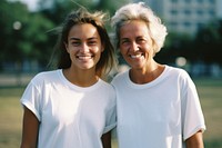 Old woman and young woman photography smiling t-shirt.