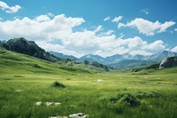 Plateau grass sky landscape.