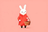 Rabbit holding basket nature cute representation.