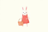 Rabbit holding basket cute representation celebration.