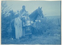 Cayuse Woman on Horseback by Edward S Curtis