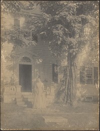 Samuel Wagstaff's Stepmother's Sister in Front of General Strong's House, Vergennes, Vermont by Wallace Nutting