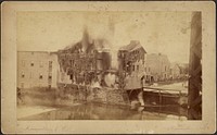 Building on fire, Kankakee, IL by Charles Knowlton