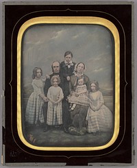 Portrait of a Family of Eight and a Cat