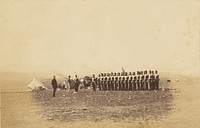 Lt. General Sir John Campbell and the Remains of the Light Company of the 38th Regiment. by Roger Fenton