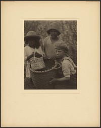 Three Children Around a Large Basket by Doris Ulmann