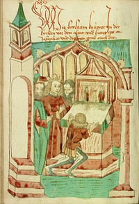 Barlaam Kneeling before an Altar with Josaphat Nearby by Hans Schilling and Diebold Lauber