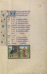 August Calendar Page; Threshing; Virgo by Willem Vrelant