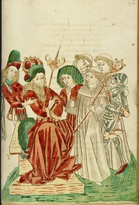 The Abbot and Monks before King Avenir on his Throne by Hans Schilling and Diebold Lauber