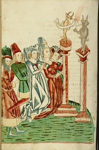 A Group of Men and Women Worship Two Idols by Hans Schilling and Diebold Lauber