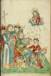 King Avenir, Josaphat, and Nachor Behold Hour Manna Fell in the Desert by Hans Schilling and Diebold Lauber