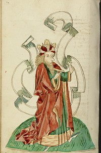King Avenir with a large, empty speech scroll by Hans Schilling and Diebold Lauber