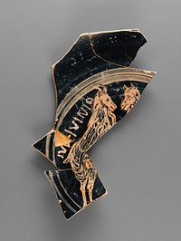 Fragmentary Faliscan Red-Figure Cup (Cup 104) (comprised of 5 Joined Fragments) by Del Chiaro Painter