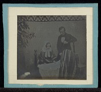 Portrait of M. & Mme. Eynard by a cradle by Jean Gabriel Eynard