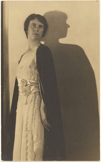 Portrait of a Woman in Cloak with Shadow by Louis Fleckenstein