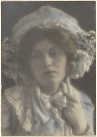 Portrait of a Young Woman with Fancy Hat by Louis Fleckenstein