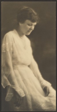Portrait of a Woman in White Dress with Lace by Louis Fleckenstein